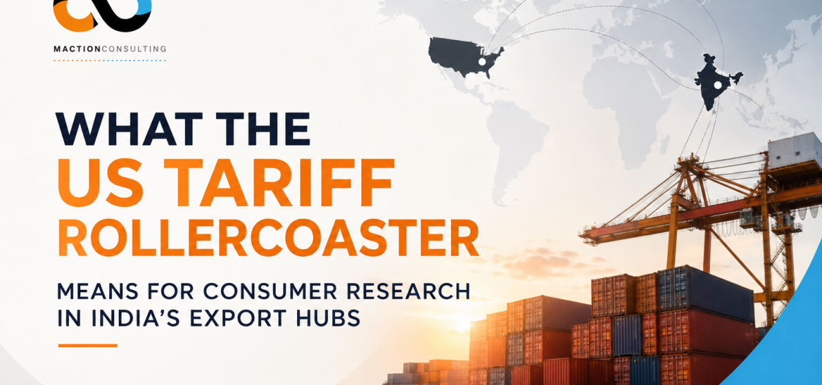 US tariff impact on India's export manufacturing hubs 2026 — consumer research implications for Tirupur, Surat, and Pune auto belt | Maction Consulting