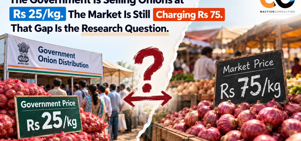 India onion buffer stock 2026 — Rs 25/kg subsidised price vs Rs 75/kg market price gap and festive demand impact | Maction Consulting