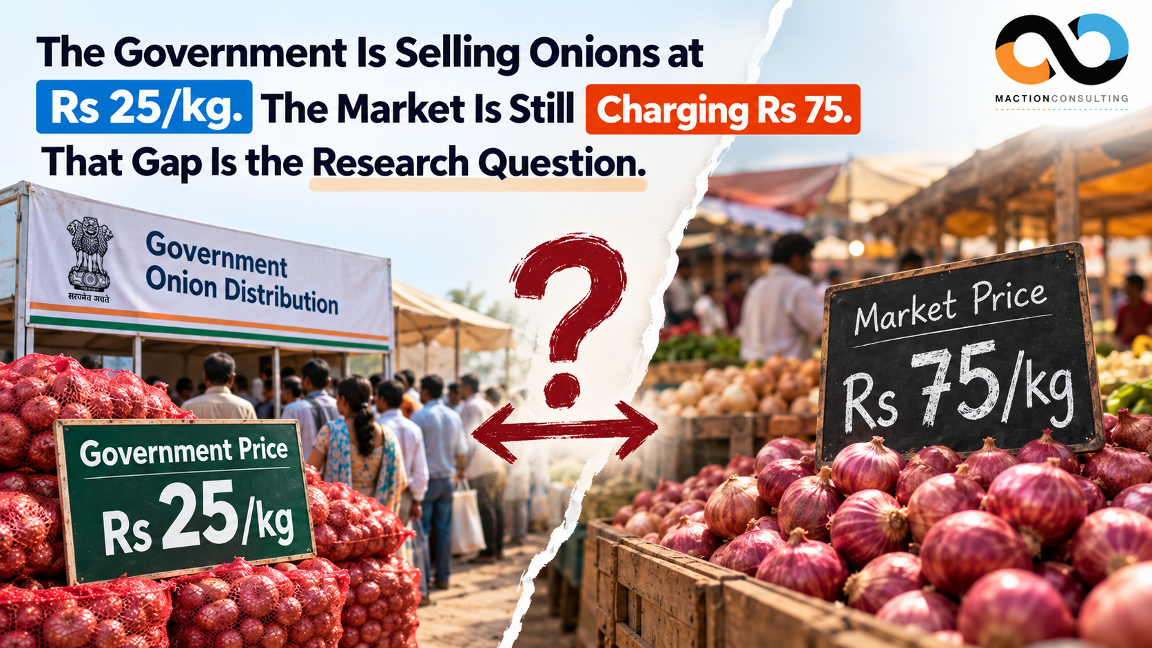 India onion buffer stock 2026 — Rs 25/kg subsidised price vs Rs 75/kg market price gap and festive demand impact | Maction Consulting