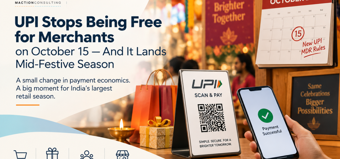 UPI MDR October 2026 — 0.4% merchant discount rate launching mid-festive season, Rs 2000 threshold impact on merchant behaviour | Maction Consulting